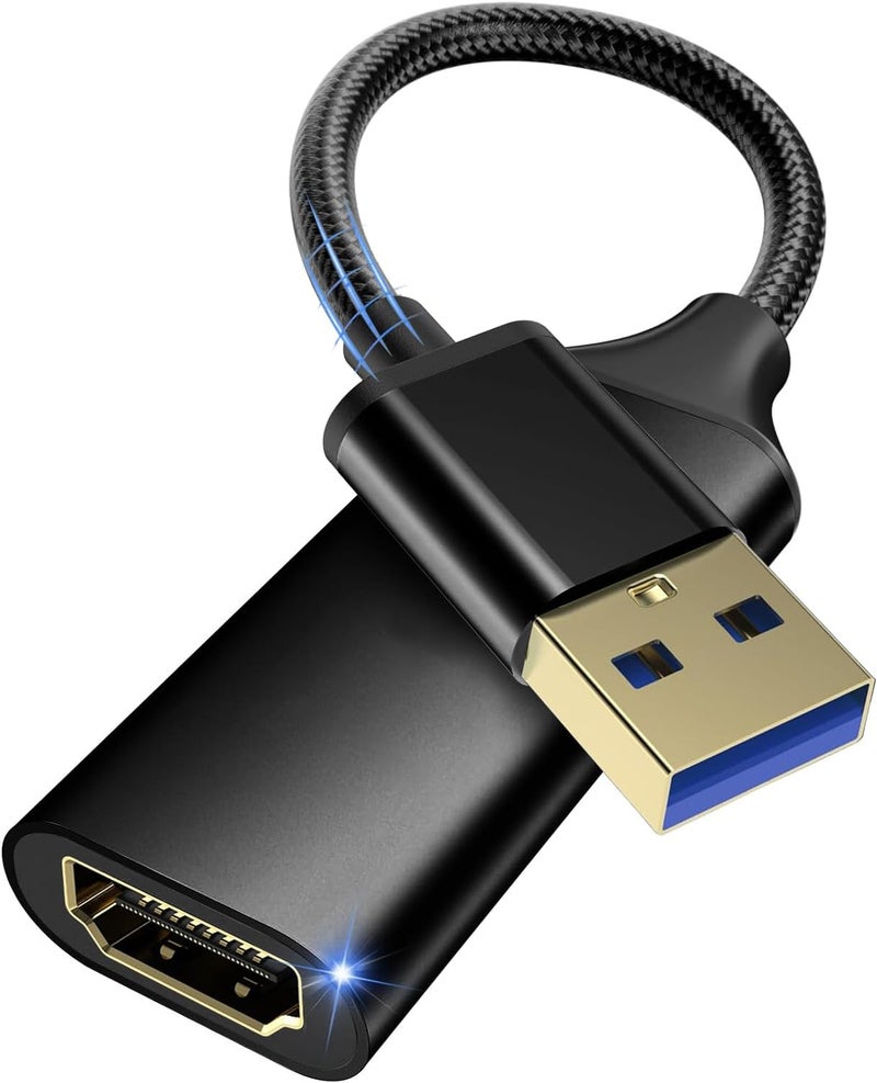 DERSUR USB to HD Adapter, USB 3.0 to HD Monitor Connector Male to Female Multi-Display 1080P Output Cable Converter for Laptop Desktop PC TV, Compatible Windows11/10/8.1/8.7/MacOS Black - Image 1